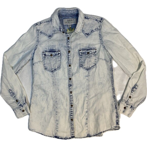 RRR Shirt sz M Acid Wash Southwestern Embroidered - Picture 2 of 11
